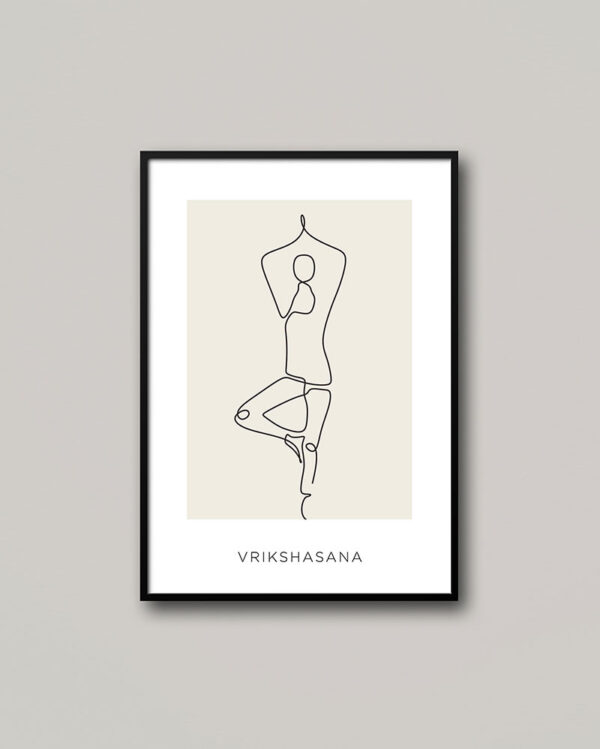 Yoga faállás LineArt poszter.