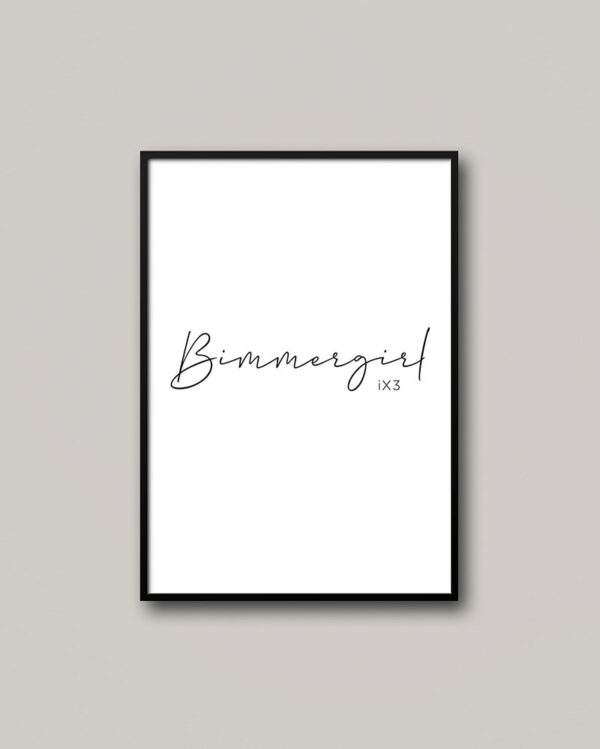 Bimmergirl tipográfia perszonalizált poszter.