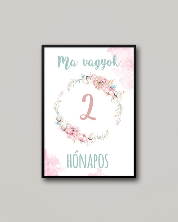 Kisbaba mérföldkő kártyák virág mintás.